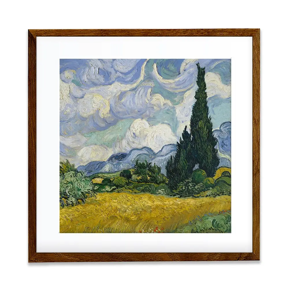 Wheat Field With Cypresses Square Framed Art Print Wheat Field With Cypresses Square Framed Art Print wall art product Vincent Van Gogh