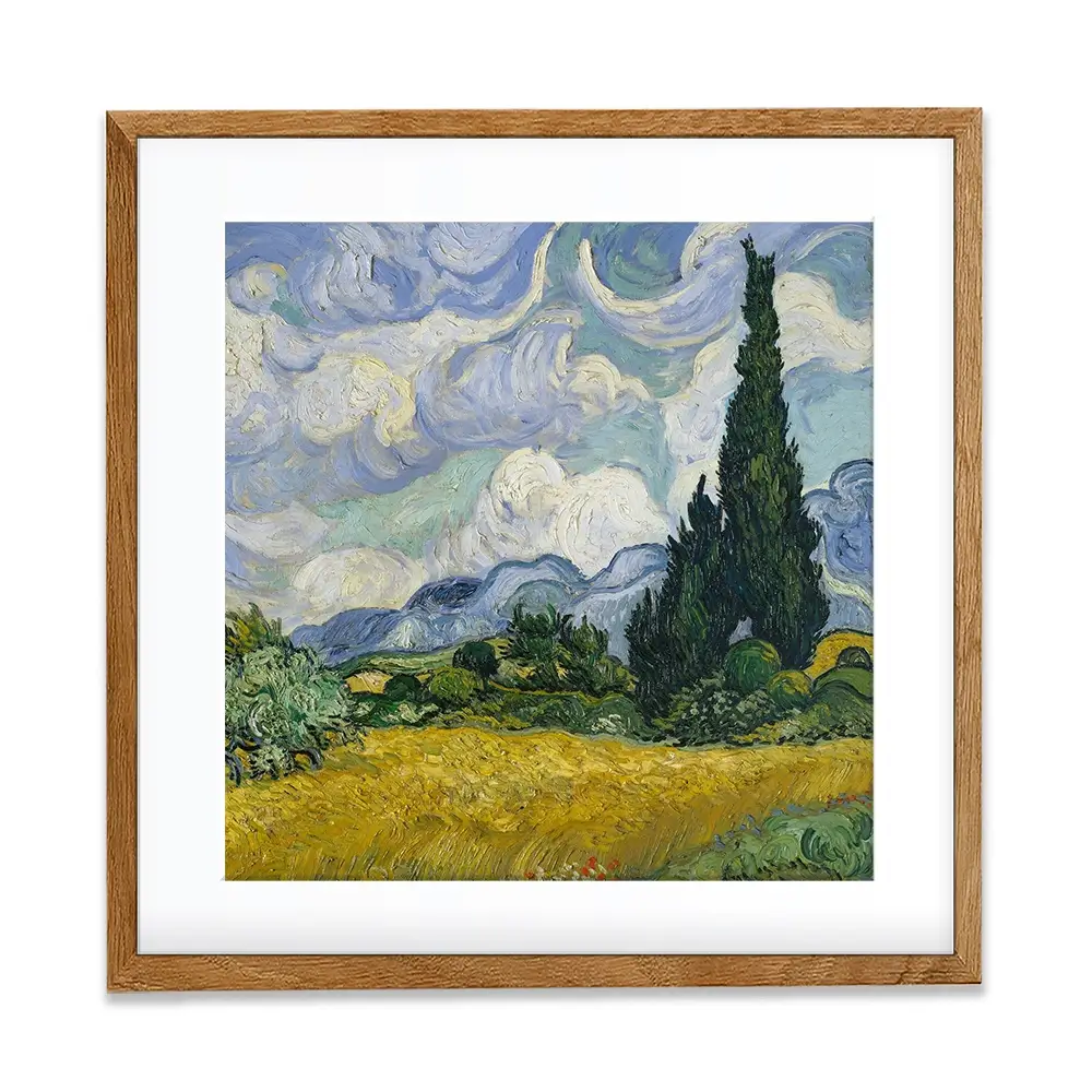 Wheat Field With Cypresses Square Framed Art Print Wheat Field With Cypresses Square Framed Art Print wall art product Vincent Van Gogh