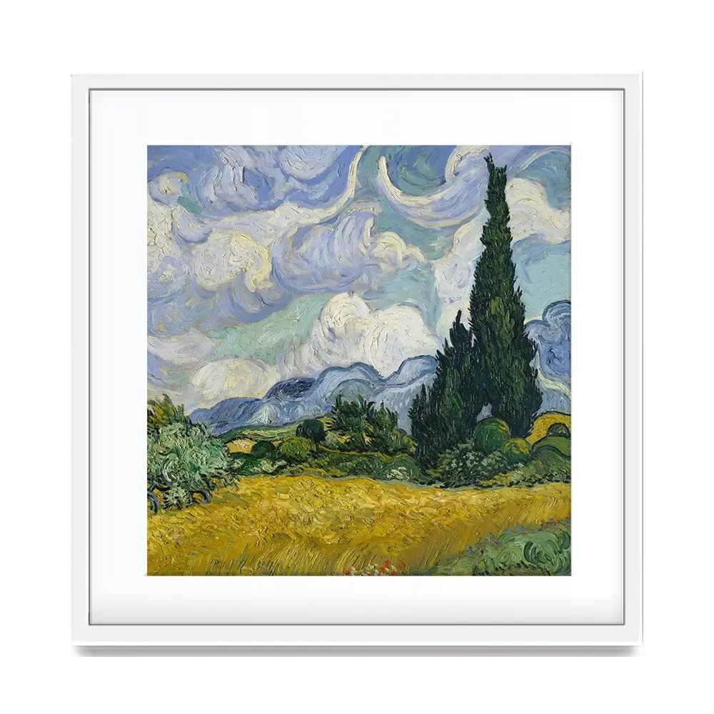 Wheat Field With Cypresses Square Framed Art Print Wheat Field With Cypresses Square Framed Art Print wall art product Vincent Van Gogh