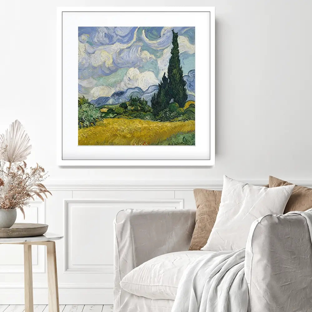 Wheat Field With Cypresses Square Framed Art Print Wheat Field With Cypresses Square Framed Art Print wall art product Vincent Van Gogh