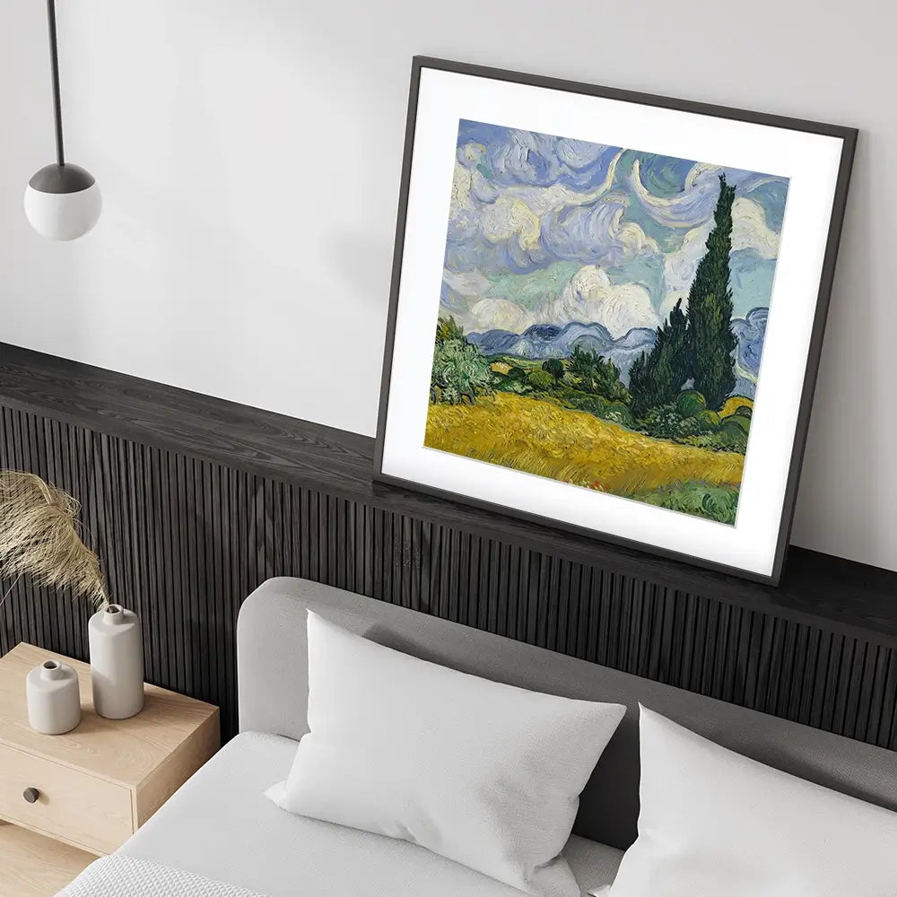 Wheat Field With Cypresses Square Framed Art Print Wheat Field With Cypresses Square Framed Art Print wall art product Vincent Van Gogh