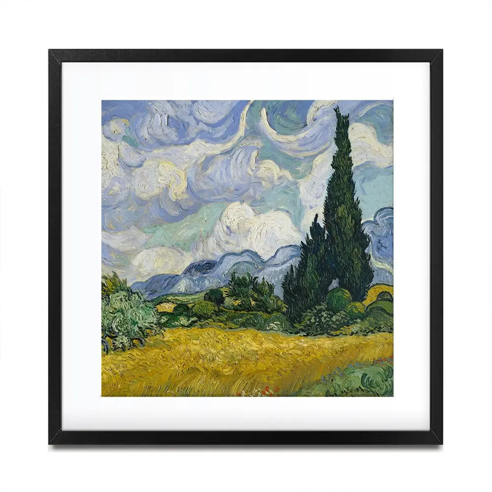 Wheat Field With Cypresses Square Framed Art Print Wheat Field With Cypresses Square Framed Art Print wall art product Vincent Van Gogh
