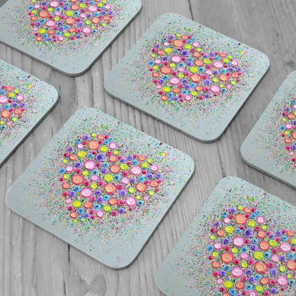 Where Flowers Bloom Coaster Set Rainbow Soul Tree Coaster Set | Rainbow Soul Tree Art Coasters wall art product Jo Gough