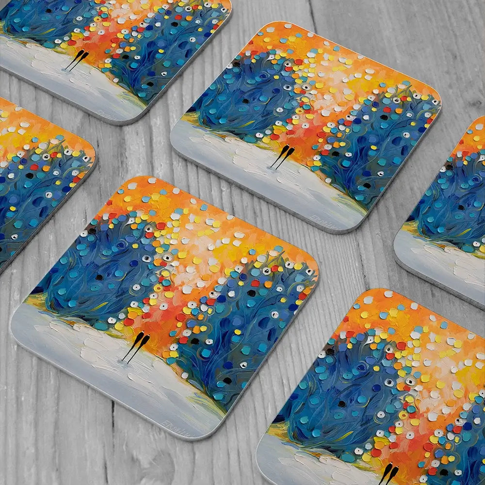 Where The Sun Touched Love Coaster Set Where The Sun Touched Love Coaster Set wall art product Ekaterina Ermilkina