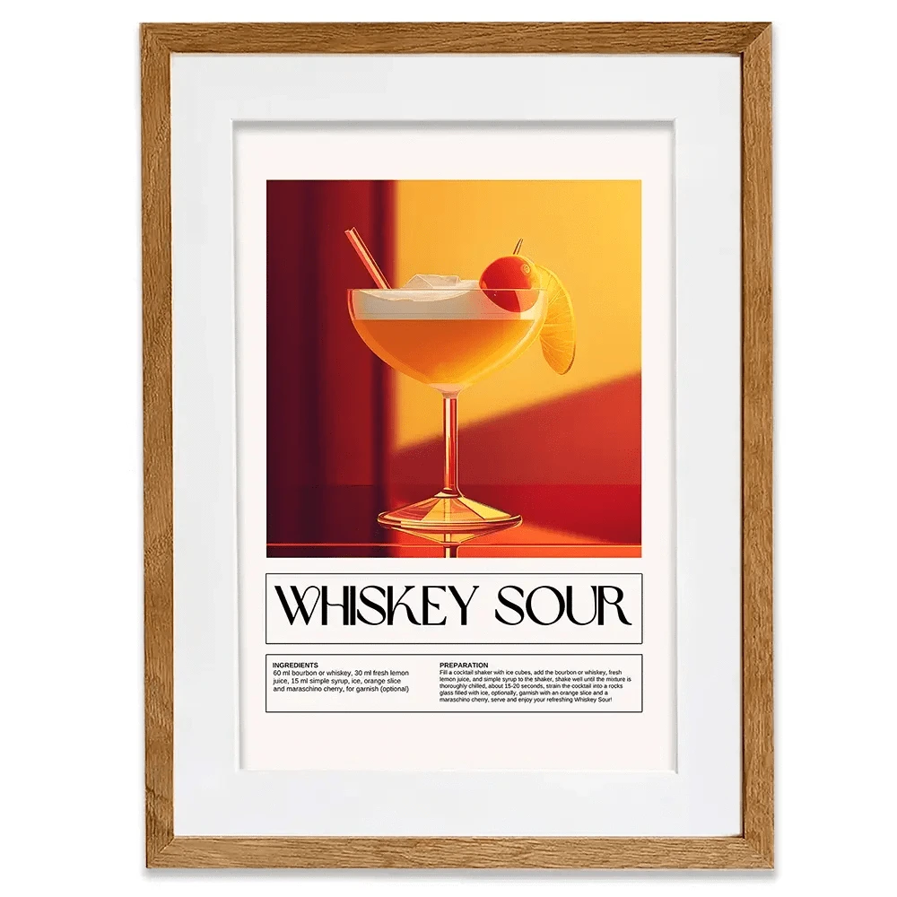 Whiskey Sour Recipe Framed Art Print Whiskey Sour Recipe Framed Art Print wall art product Art Print Shop