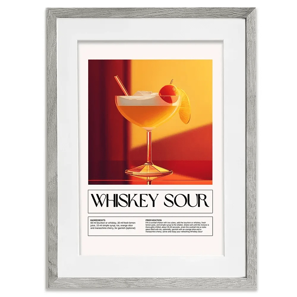 Whiskey Sour Recipe Framed Art Print Whiskey Sour Recipe Framed Art Print wall art product Art Print Shop