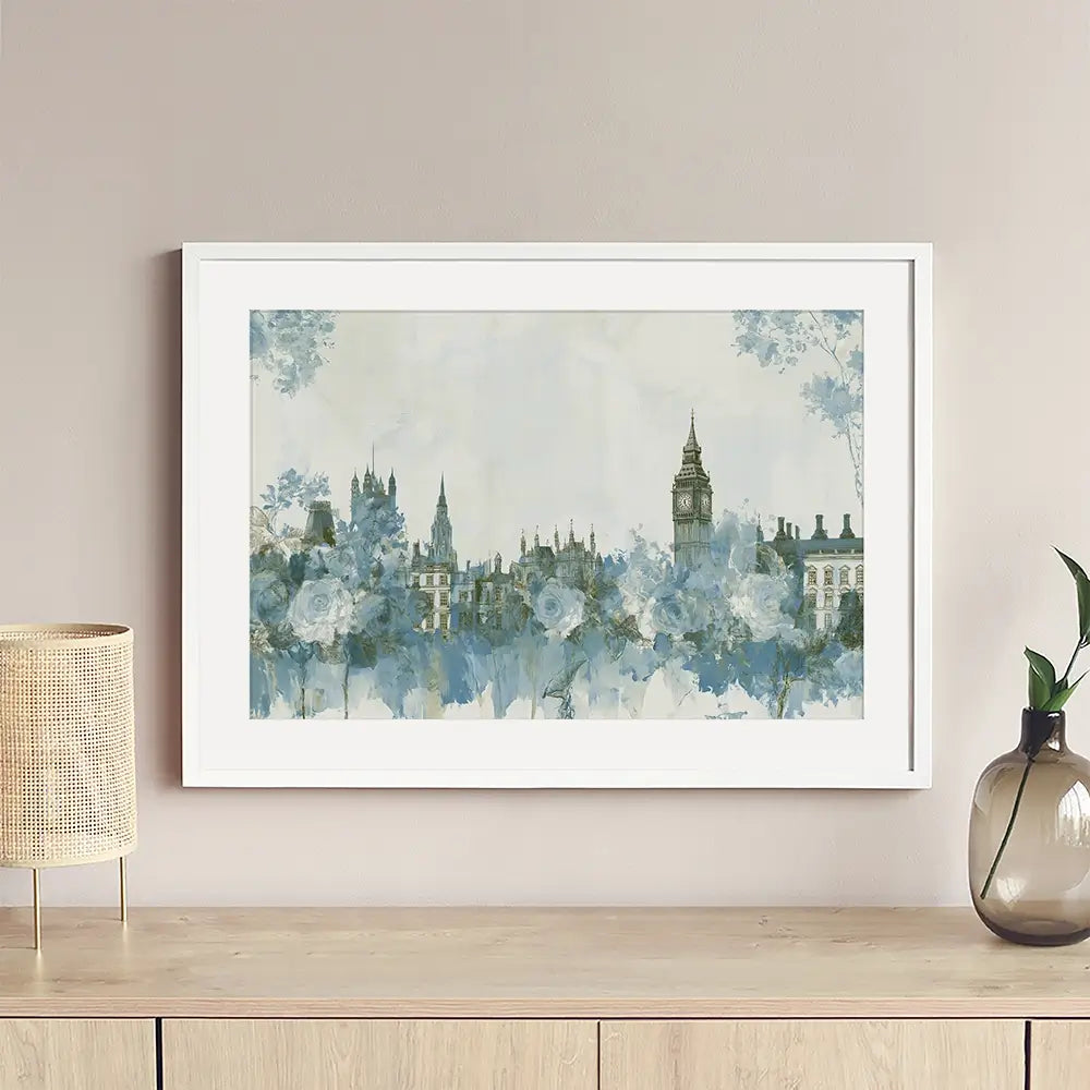Whispered City Skyline Sketch Framed Art Print Whispered City Skyline Sketch Framed Art Print wall art product Chromatic Storm Studio