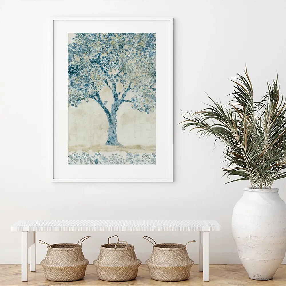 Whispered Indigo Tree Framed Art Print Whispered Indigo Tree Framed Art Print wall art product Chromatic Storm Studio