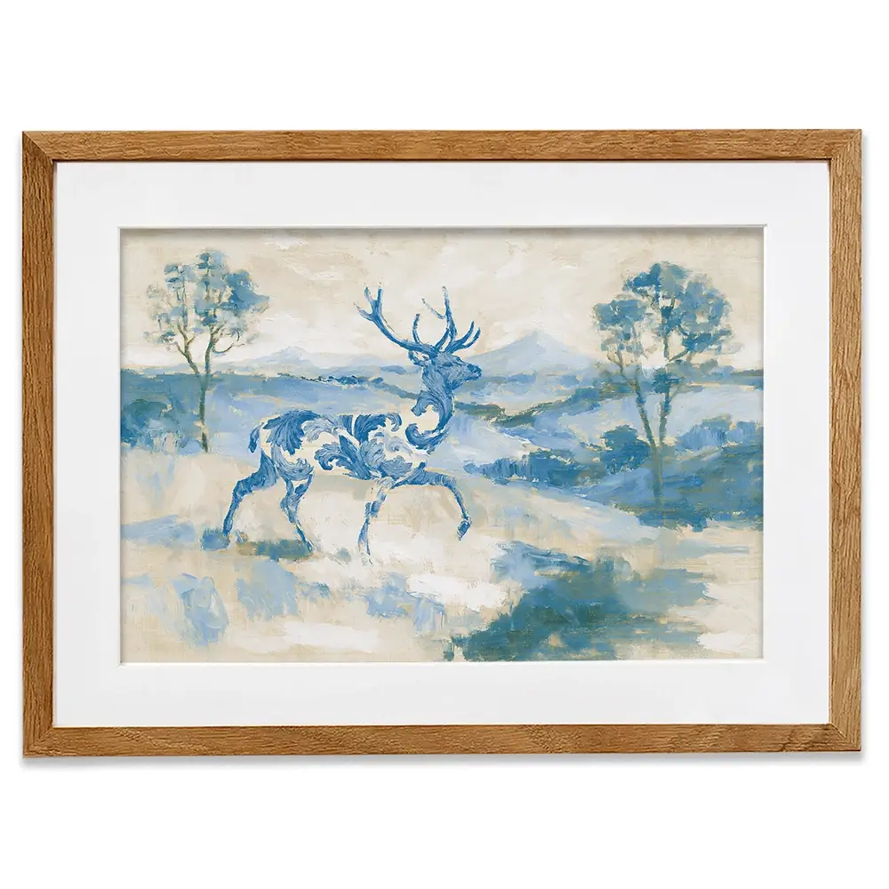Whispered Stag Crossing Field Framed Art Print Whispered Stag Crossing Field Framed Art Print wall art product Chromatic Storm Studio