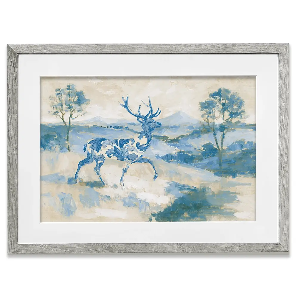Whispered Stag Crossing Field Framed Art Print Whispered Stag Crossing Field Framed Art Print wall art product Chromatic Storm Studio