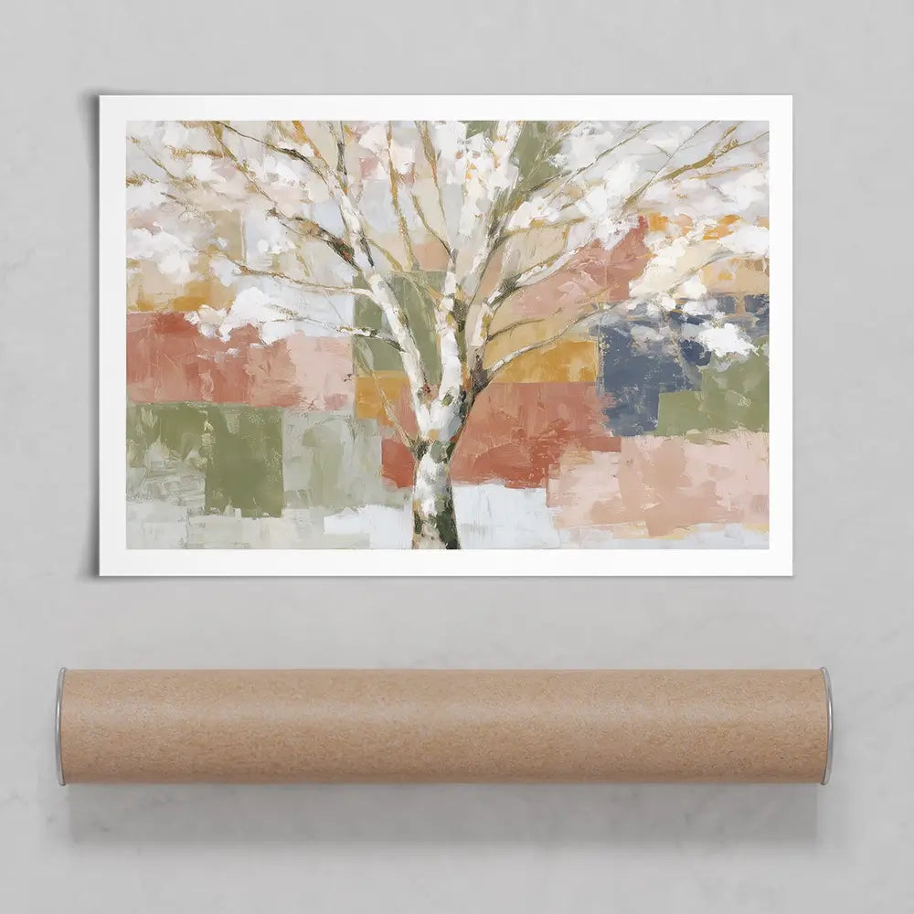 White Birch In Abstract Landscape Art Print White Birch In Abstract Landscape Art Print wall art product Chromatic Storm Studio
