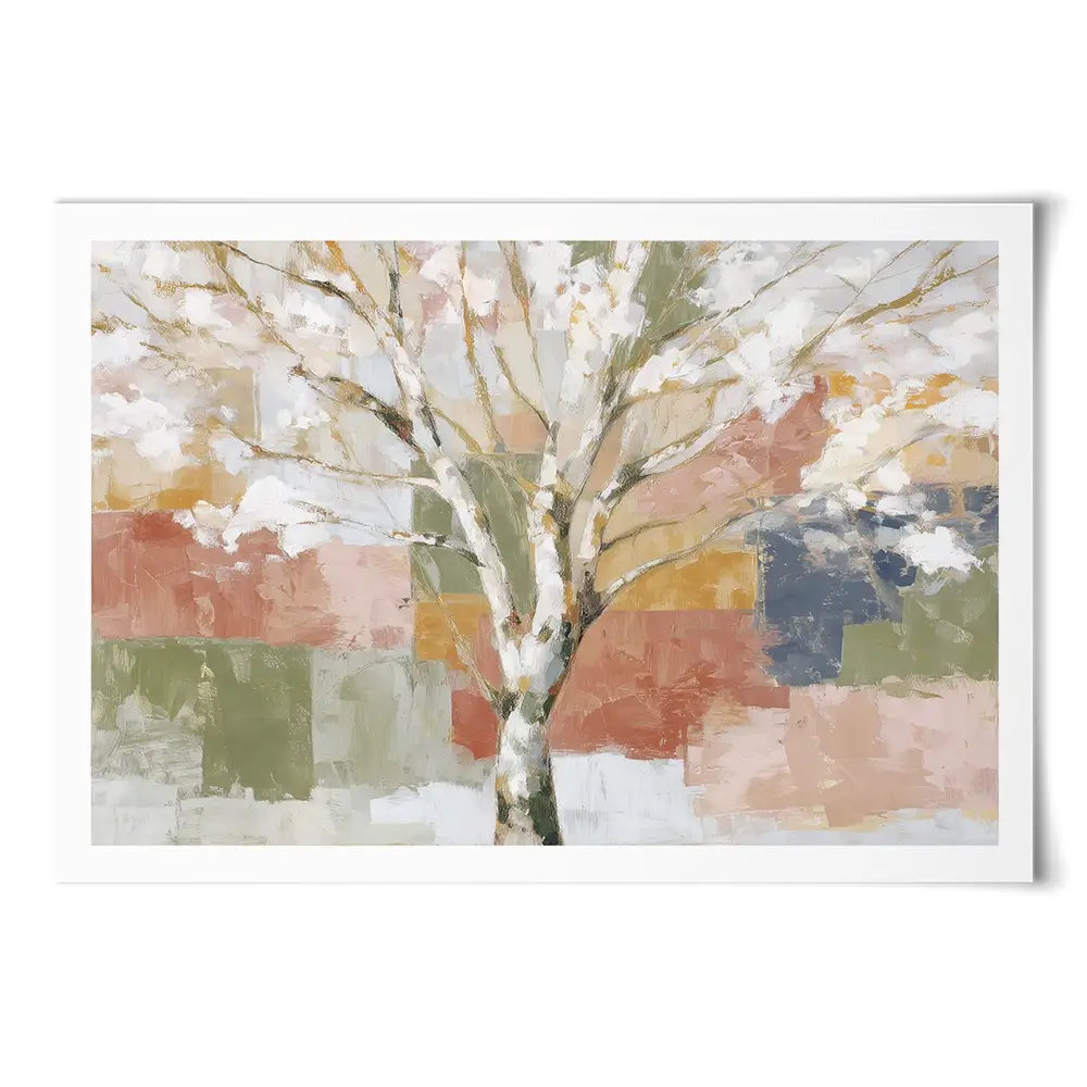 White Birch In Abstract Landscape Art Print White Birch In Abstract Landscape Art Print wall art product Chromatic Storm Studio