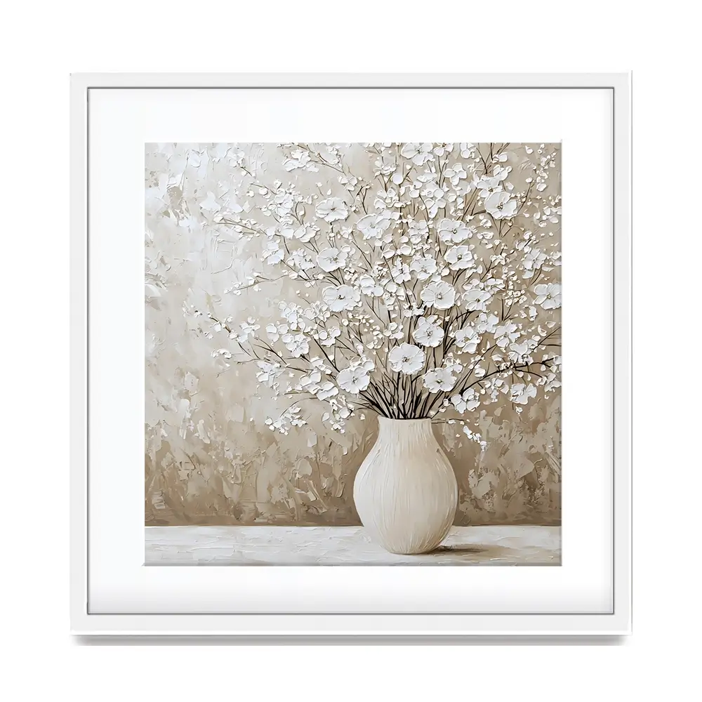 White Cherry Blossoms Square Framed Art Print White Cherry Blossoms Square Framed Art Print wall art product Franklyn Gregory - Independent