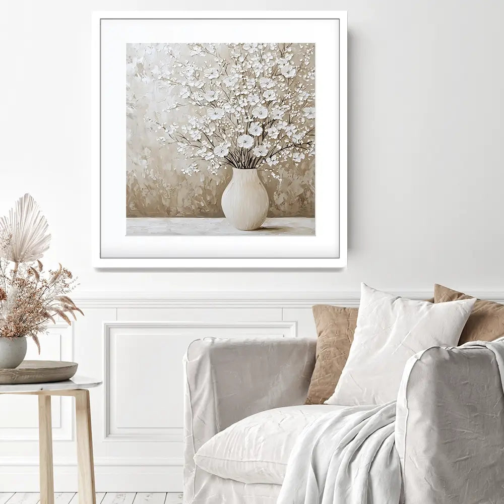 White Cherry Blossoms Square Framed Art Print White Cherry Blossoms Square Framed Art Print wall art product Franklyn Gregory - Independent