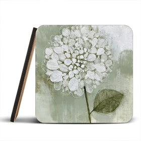 White Dahlia On Sage Coaster Set White Dahlia On Sage Coaster Set wall art product Chromatic Storm Studio