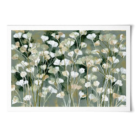 White Field Flowers On Sage Art Print White Field Flowers On Sage Art Print wall art product Chromatic Storm Studio
