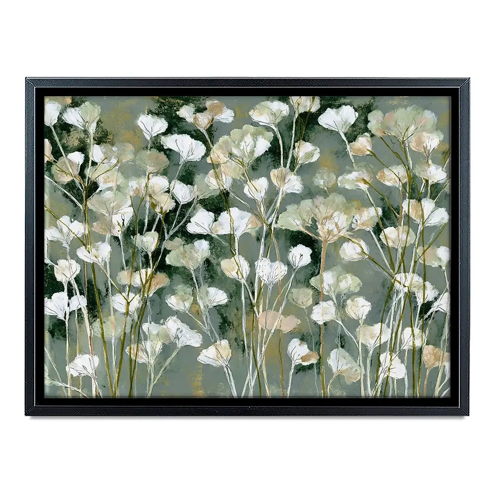 White Field Flowers On Sage Canvas Print White Field Flowers On Sage Canvas Print wall art product Chromatic Storm Studio