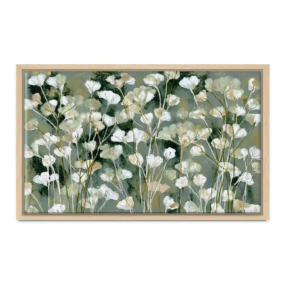 White Field Flowers On Sage Canvas Print White Field Flowers On Sage Canvas Print wall art product Chromatic Storm Studio