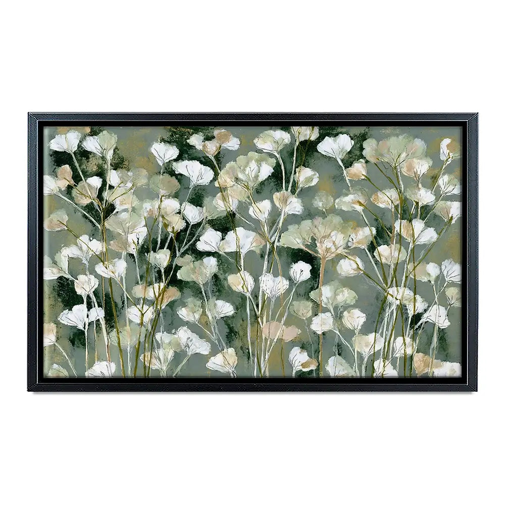 White Field Flowers On Sage Canvas Print White Field Flowers On Sage Canvas Print wall art product Chromatic Storm Studio