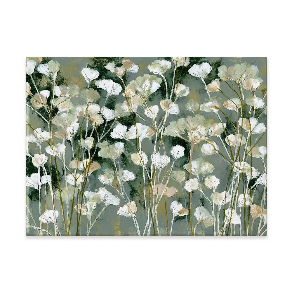 White Field Flowers On Sage Canvas Print White Field Flowers On Sage Canvas Print wall art product Chromatic Storm Studio