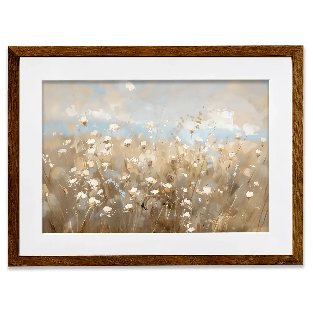 White Flower Field Framed Art Print White Flower Field Framed Art Print wall art product LSR Design Studio - Independent