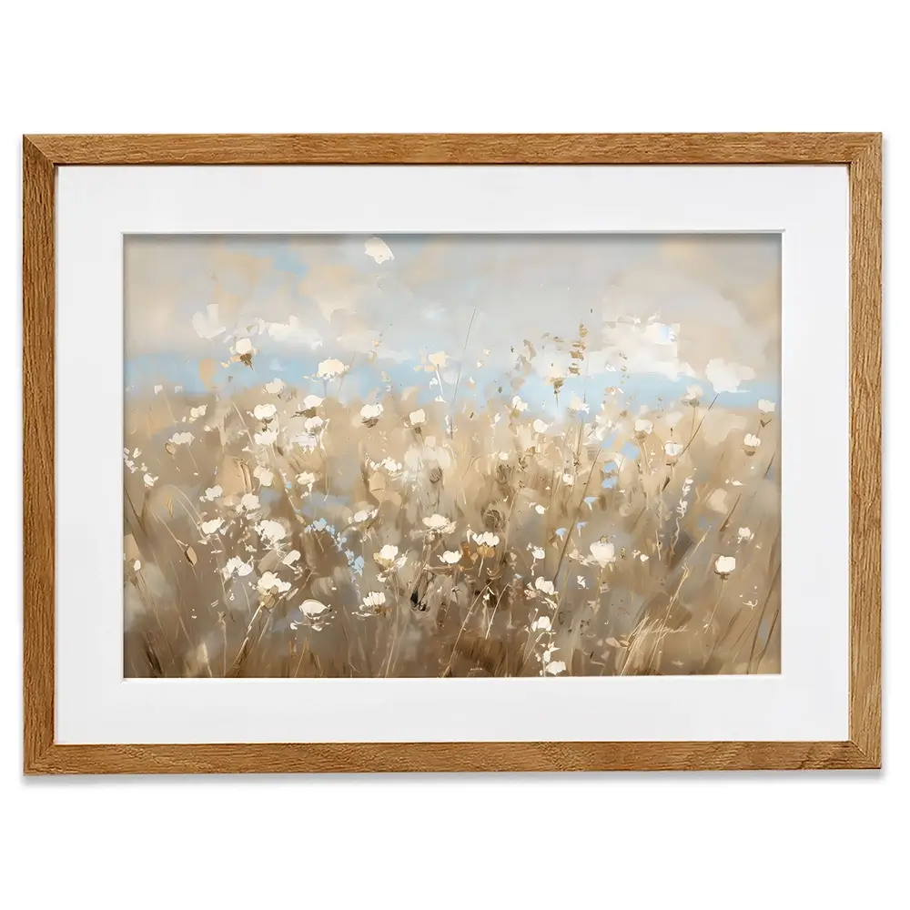 White Flower Field Framed Art Print White Flower Field Framed Art Print wall art product LSR Design Studio - Independent