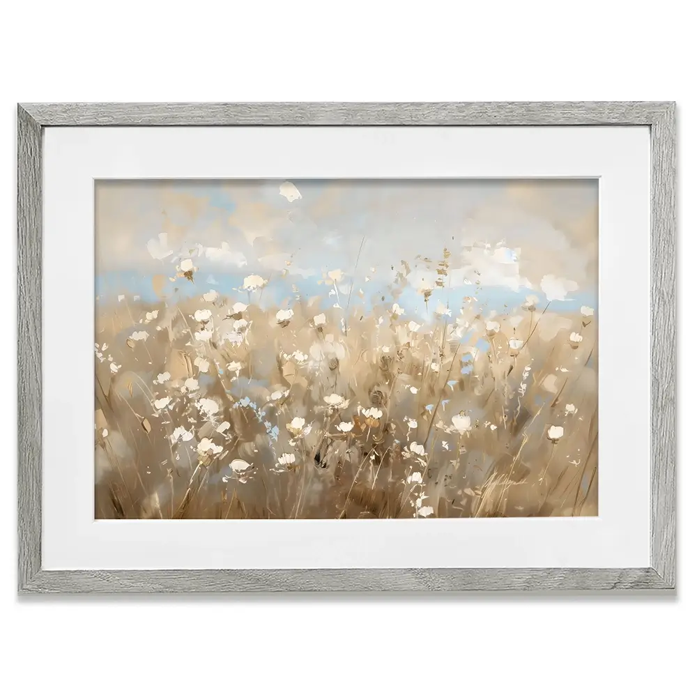 White Flower Field Framed Art Print White Flower Field Framed Art Print wall art product LSR Design Studio - Independent