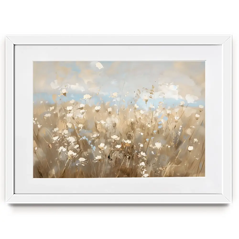 White Flower Field Framed Art Print White Flower Field Framed Art Print wall art product LSR Design Studio - Independent