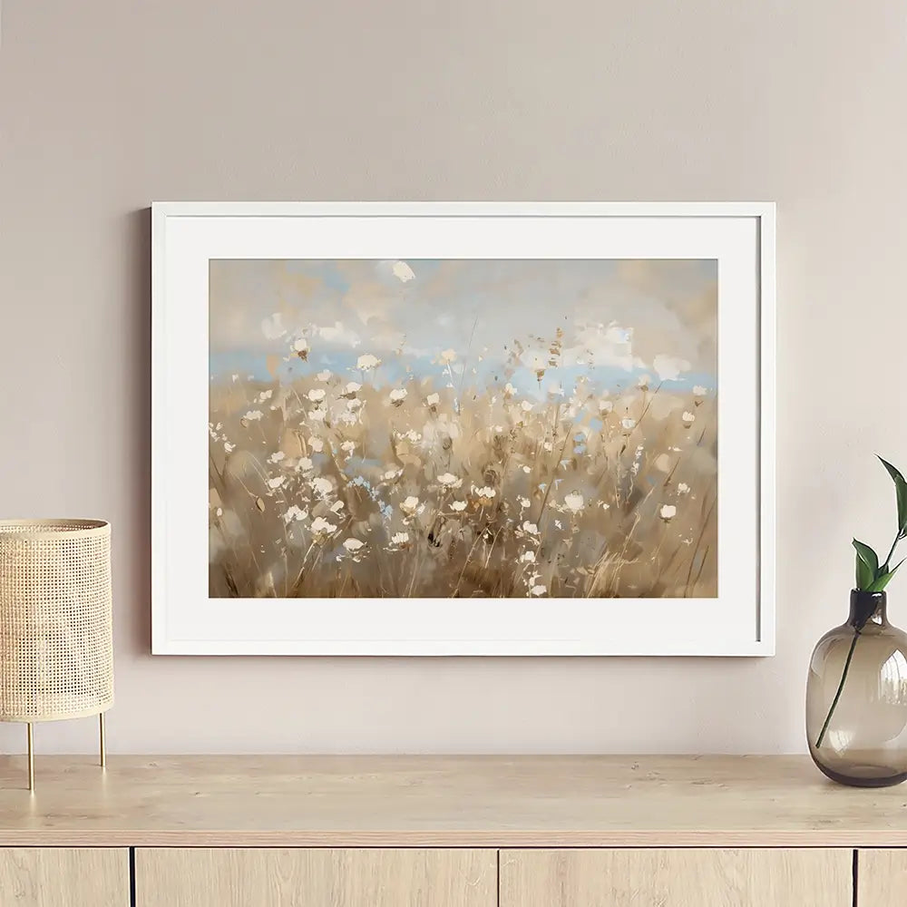 White Flower Field Framed Art Print White Flower Field Framed Art Print wall art product LSR Design Studio - Independent