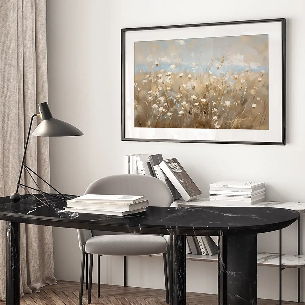 White Flower Field Framed Art Print White Flower Field Framed Art Print wall art product LSR Design Studio - Independent