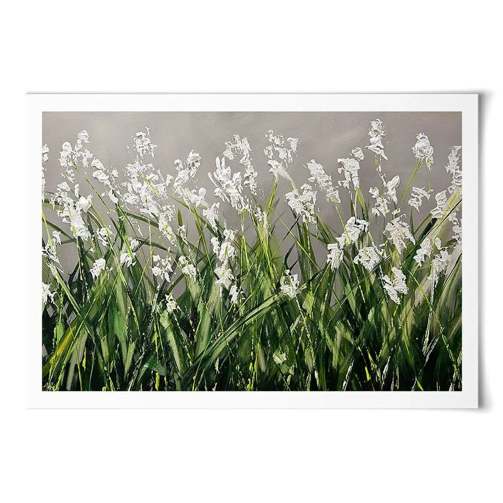White Flowers Green Stems Art Print White Flowers Green Stems Art Print wall art product Osnat Tzadok