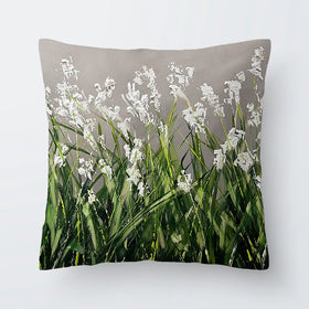 White Flowers Green Stems Cushion White Flowers Green Stems Cushion wall art product Osnat Tzadok