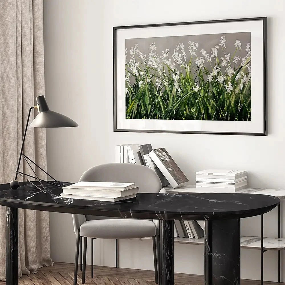 White Flowers Green Stems Framed Art Print White Flowers Green Stems Framed Art Print wall art product Osnat Tzadok