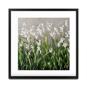 White Flowers Green Stems Square Framed Art Print White Flowers Green Stems Square Framed Art Print wall art product Osnat Tzadok