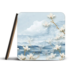 White Flowers Soft Blue Coaster Set Rainbow Soul Tree Coaster Set | Rainbow Soul Tree Art Coasters wall art product Tim Kats / Shutterstock