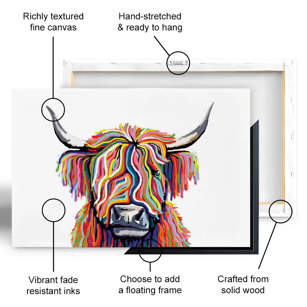 White Highland Cow Canvas Print White Highland Cow Canvas Print | White Highland Cow Canvas Artworks wall art product Independent