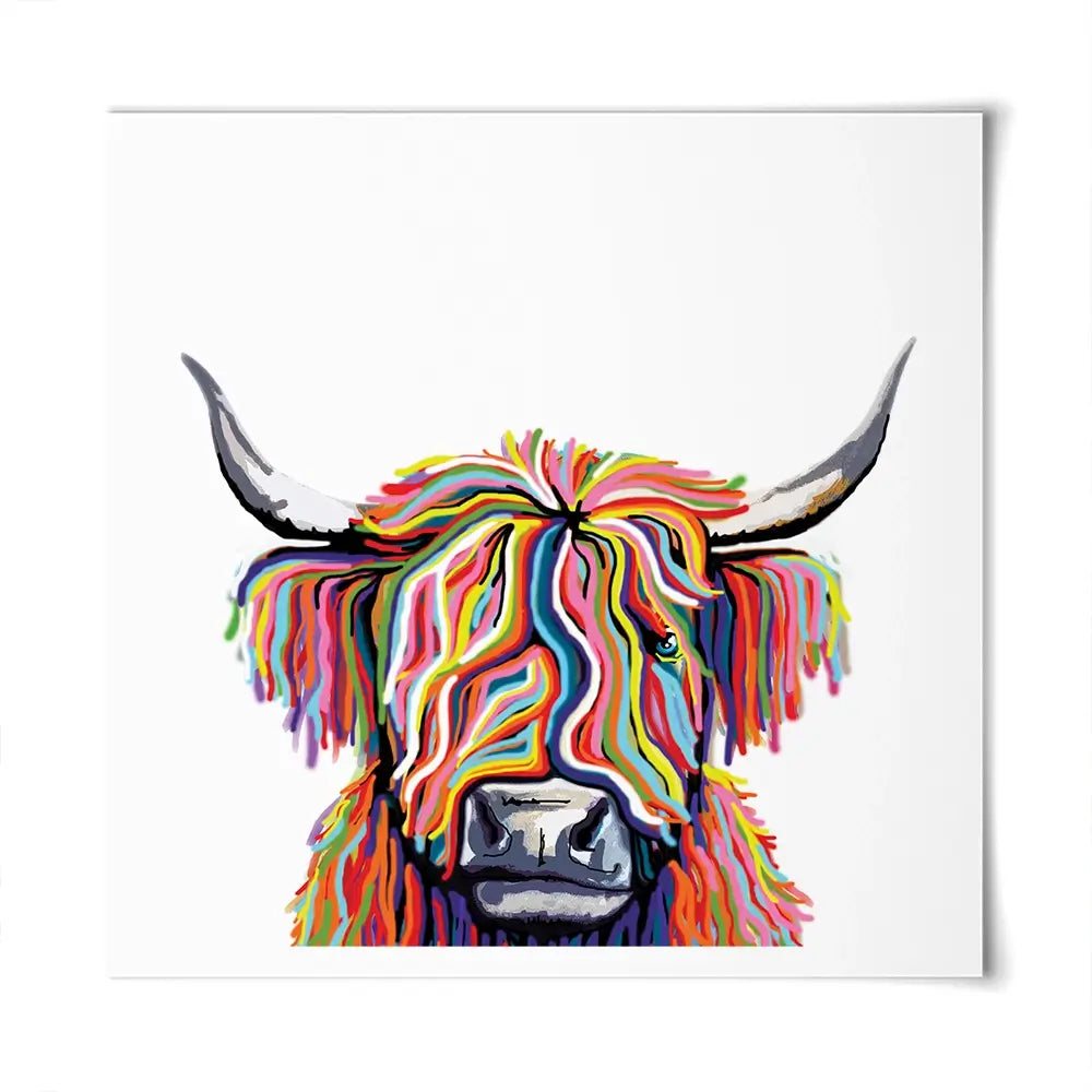 White Highland Cow Square Art Print White Highland Cow Square Art Print wall art product Independent