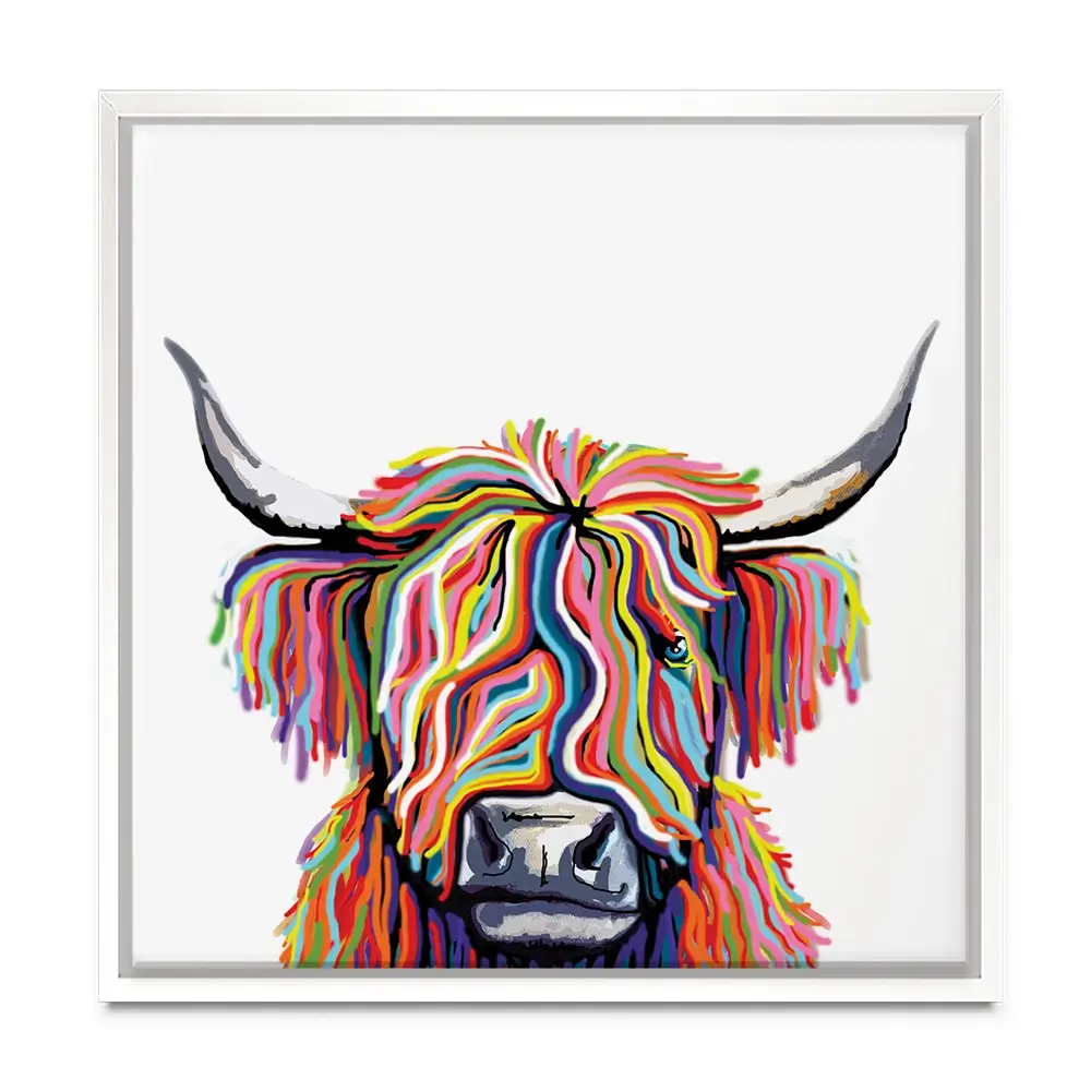 White Highland Cow Square Canvas Print White Highland Cow Square Canvas Print wall art product Independent