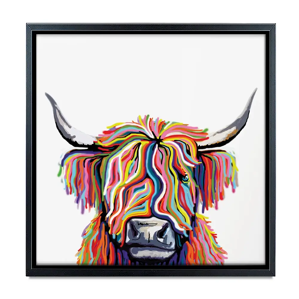 White Highland Cow Square Canvas Print White Highland Cow Square Canvas Print wall art product Independent
