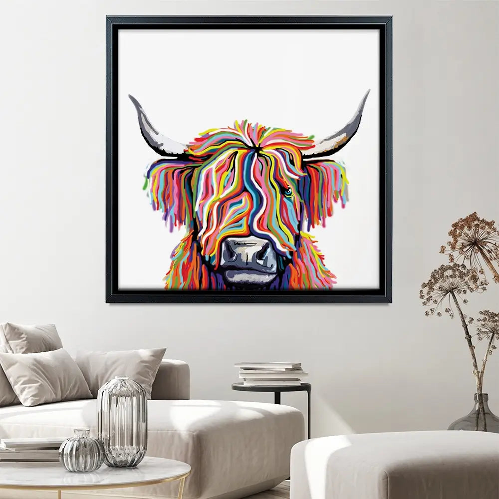 White Highland Cow Square Canvas Print White Highland Cow Square Canvas Print wall art product Independent