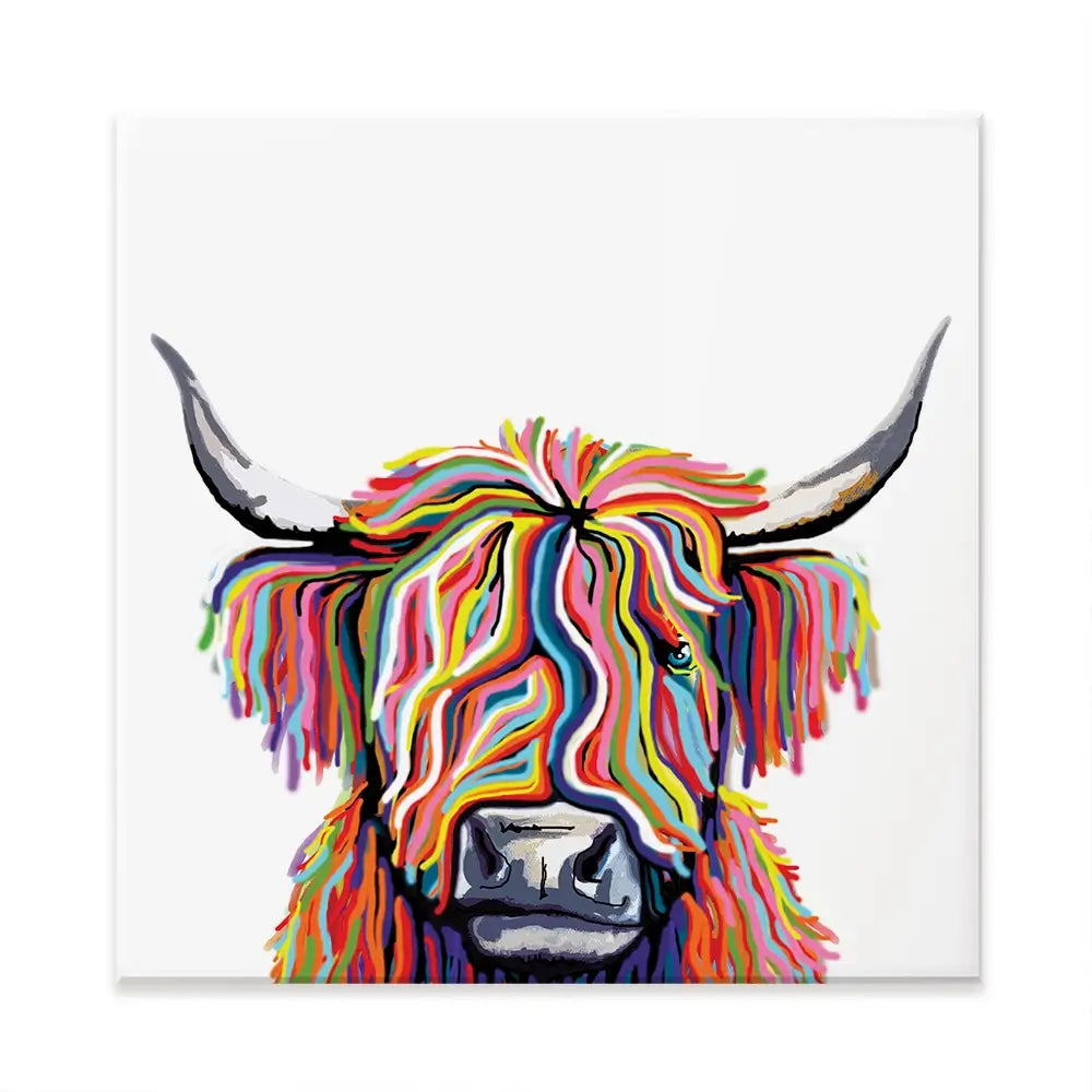 White Highland Cow Square Canvas Print White Highland Cow Square Canvas Print wall art product Independent