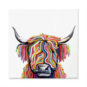 White Highland Cow Square Canvas Print White Highland Cow Square Canvas Print wall art product Independent