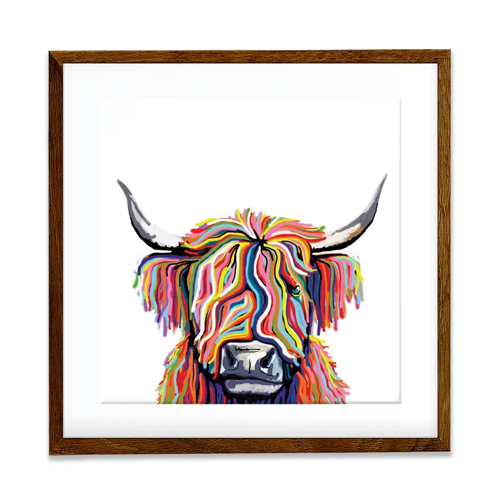 White Highland Cow Square Framed Art Print White Highland Cow Square Framed Art Print wall art product Independent