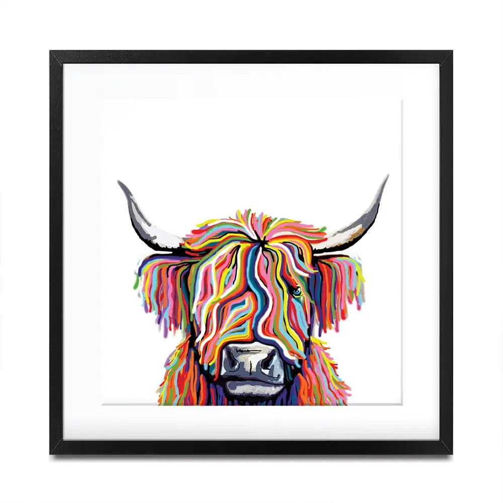 White Highland Cow Square Framed Art Print White Highland Cow Square Framed Art Print wall art product Independent
