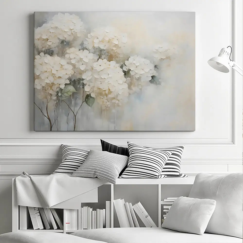 White Hydrangeas Canvas Print White Hydrangeas Canvas Print wall art product Arlington Prints - Independent