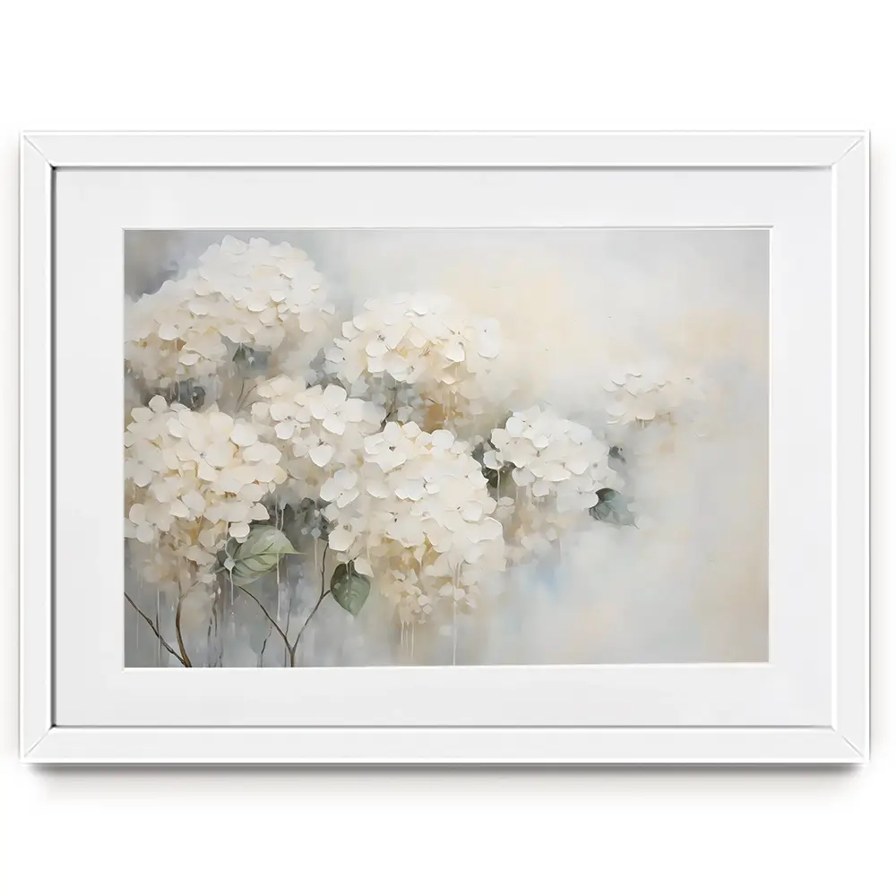 White Hydrangeas Framed Art Print White Hydrangeas Framed Art Print wall art product Arlington Prints - Independent