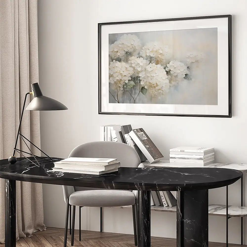 White Hydrangeas Framed Art Print White Hydrangeas Framed Art Print wall art product Arlington Prints - Independent