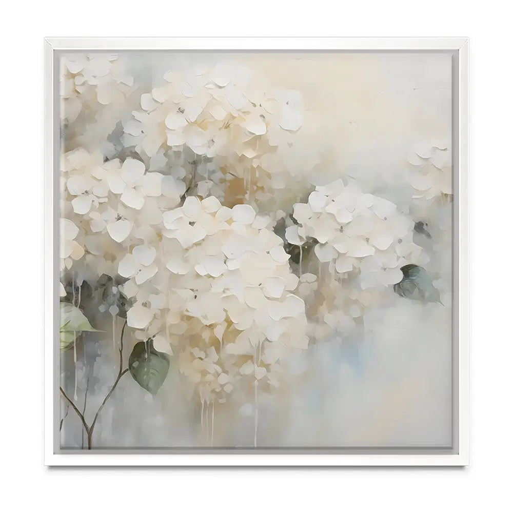 White Hydrangeas Oversized Canvas Print White Hydrangeas Oversized Canvas Print wall art product Arlington Prints - Independent
