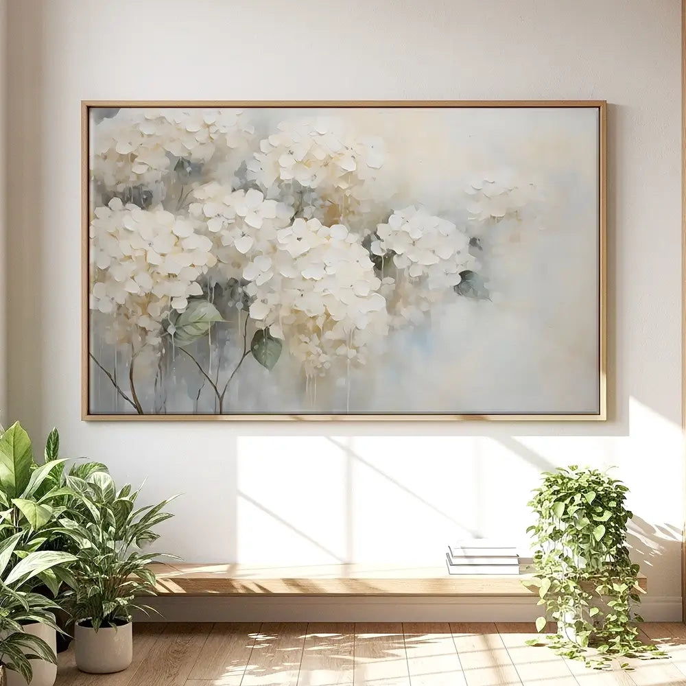 White Hydrangeas Oversized Canvas Print White Hydrangeas Oversized Canvas Print wall art product Arlington Prints - Independent
