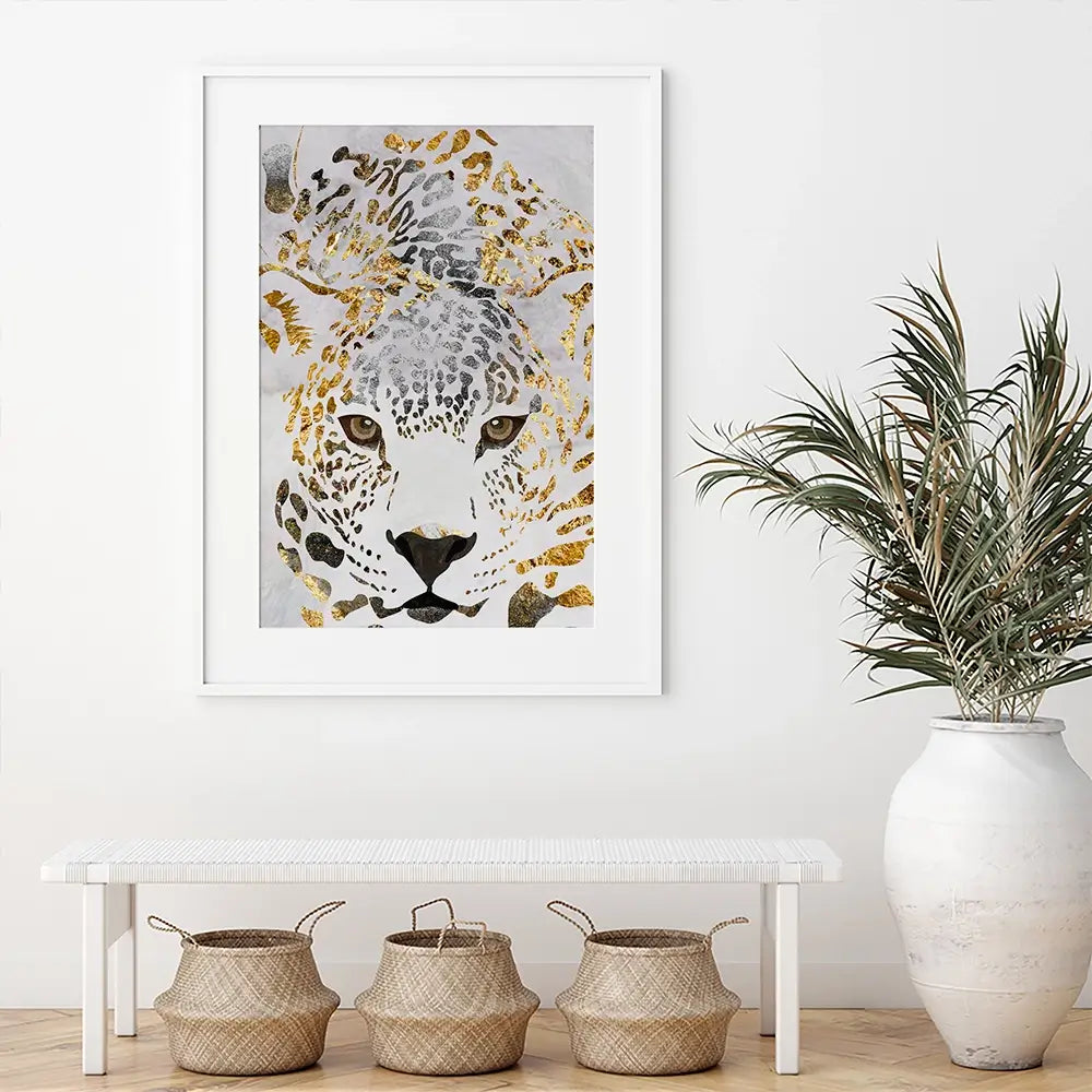 White Jaguar Framed Art Print White Jaguar Framed Art Print wall art product Sarah Manovski